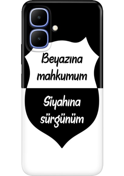 Infinix Smart 10 Kılıf Desenli Baskılı Tpu Rubber Kapak Siyah Beyaz Aşkım