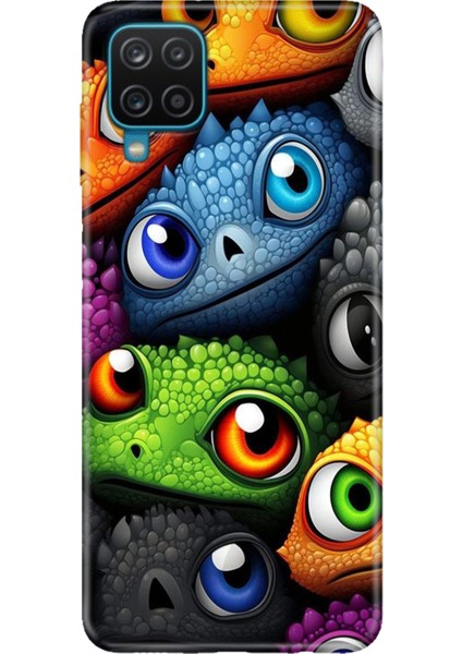 Samsung Galaxy A12 M12 Kılıf Desenli Baskılı Tpu Rubber Kapak Renkli Canavarlar