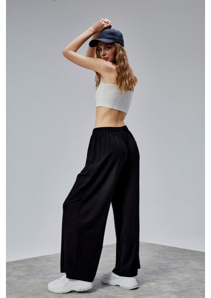Kadın Lastikli Yüksek Bel Palazzo Pantolon
