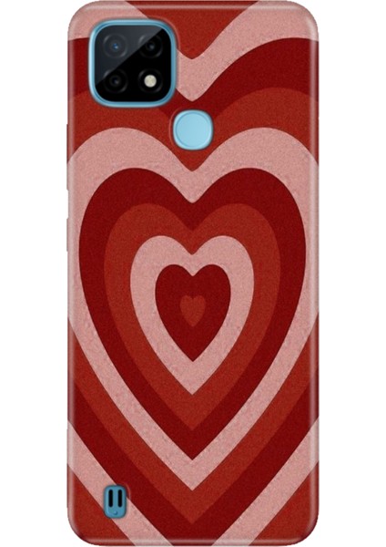Realme C21 Kılıf Desenli Baskılı Tpu Rubber Kapak Mat Kalp