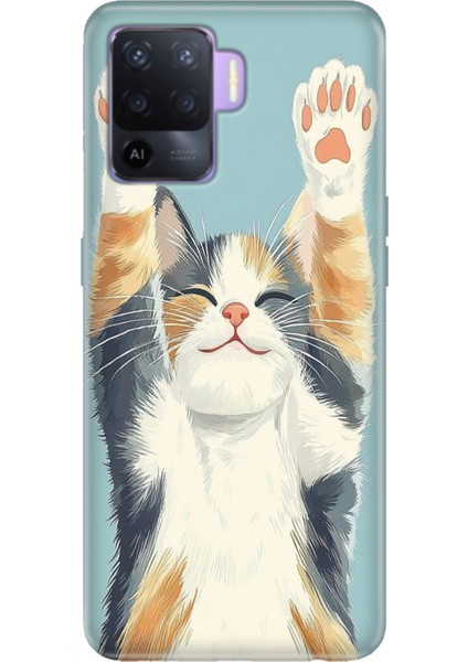 Oppo Reno 5 Lite Kılıf Desenli Baskılı Tpu Rubber Kapak Eller Yukarı