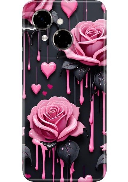 Tecno Spark Go 1 Kılıf Desenli Baskılı Tpu Rubber Kapak Akan Güller