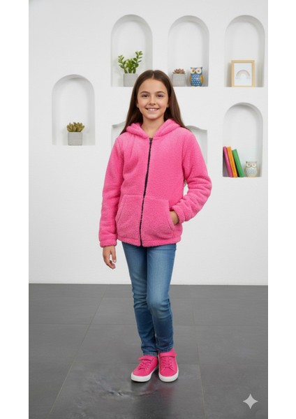 Çocuk Peluş Kapüşonlu Ceket