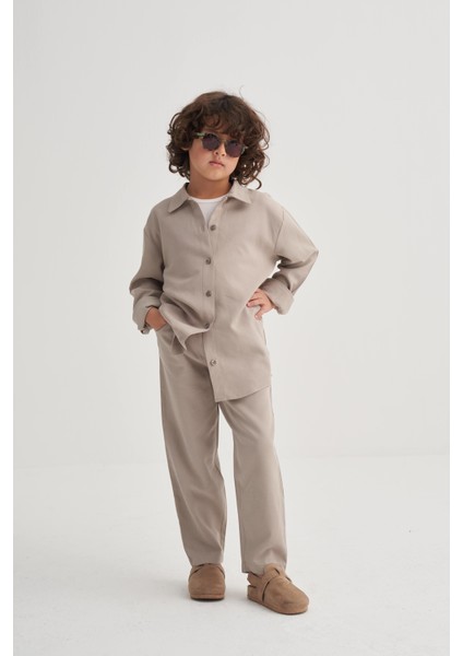 Gömlekli Tencel Takım 2-7 Yaş Bej fiyatları