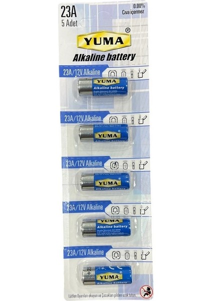 Yuma 23A MN23 V23A V23GA 12 Volt Alkalin Pil 5’li Paket