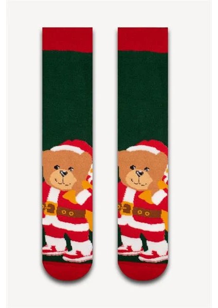 Yeşil Noel Ayıcık Havlu Çorap