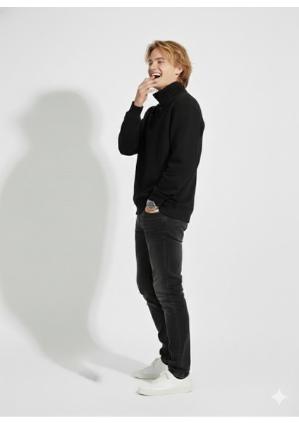 Unisex Regular Çift Iplik Yumuşak Dokulu Düğmeli Sweatshirt fiyatları