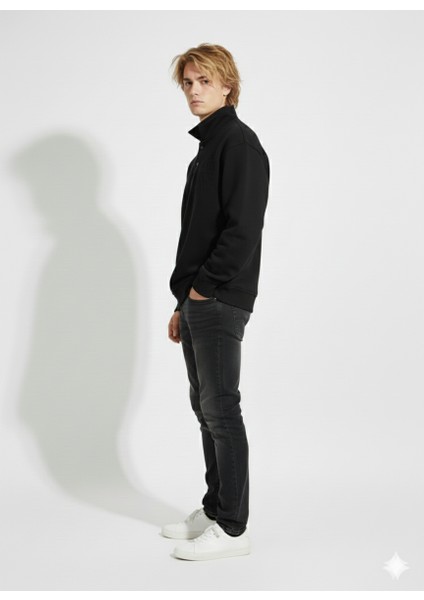 Unisex Regular Çift Iplik Yumuşak Dokulu Düğmeli Sweatshirt modelleri