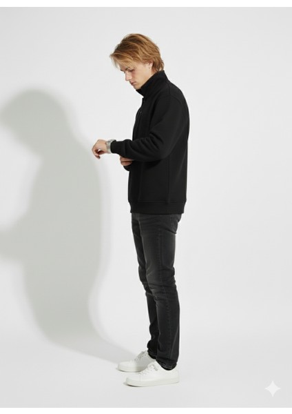 Unisex Regular Çift Iplik Yumuşak Dokulu Düğmeli Sweatshirt fırsatları