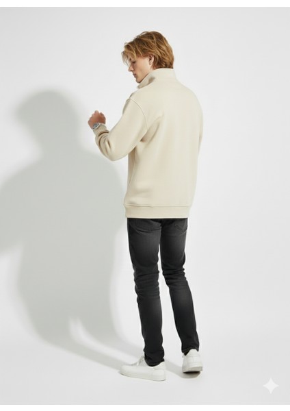 Unisex Regular Çift Iplik Yumuşak Dokulu Düğmeli Sweatshirt modelleri