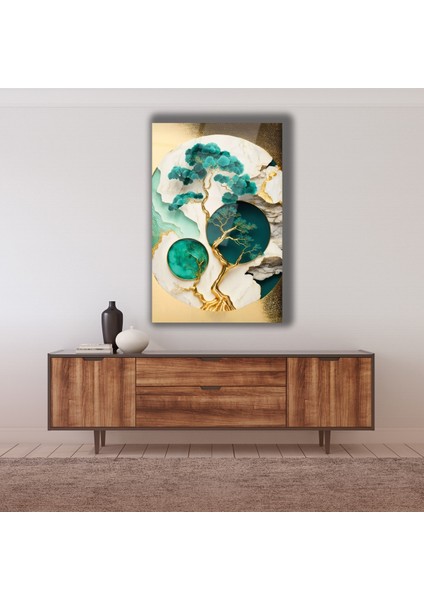 Soyut Bonsai Ağaç Cam Tablo