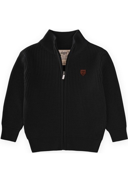Selanik Fermuarlı Triko Hırka 2-11 Yaş Siyah