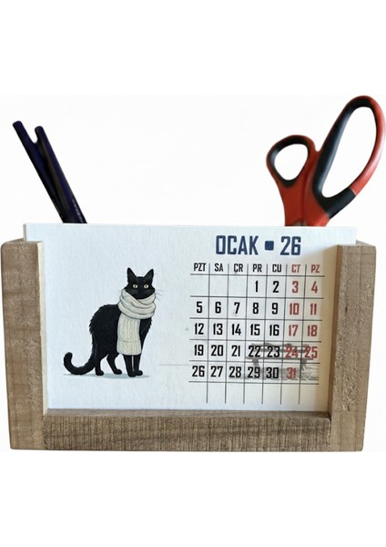 Kedi Temalı Takvimli Kalemlik fırsatları