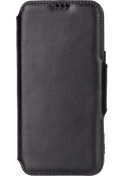 Apple iPhone 16 Pro Max Uyumlu, Hakiki Deri, El Yapımı, Cüzdanlı Kılıf, Parlak Siyah modelleri