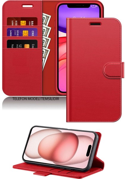 Apple iPhone 17 Pro Uyumlu Standlı Cüzdanlı Kartlıklı Kapaklı Deri Kılıf