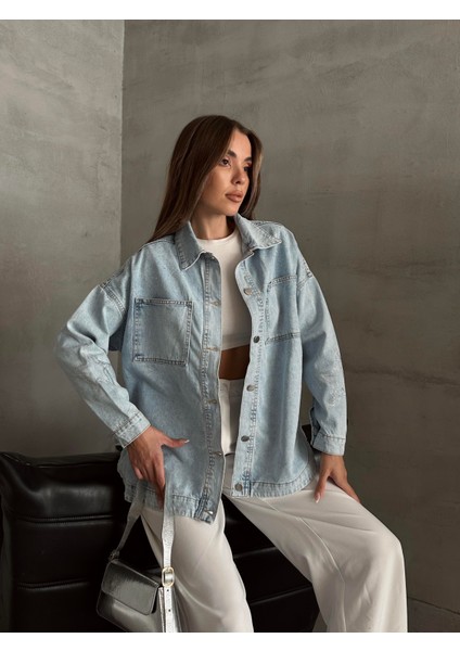 Tasarım Taşlı Kot Ceket Mavi indirimleri