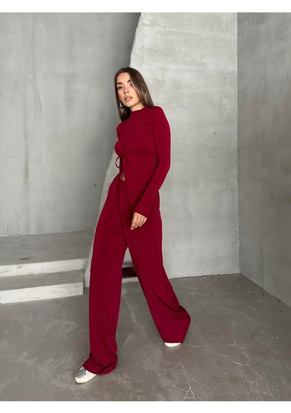 Büzgü Detay Modal Takım Bordo modelleri