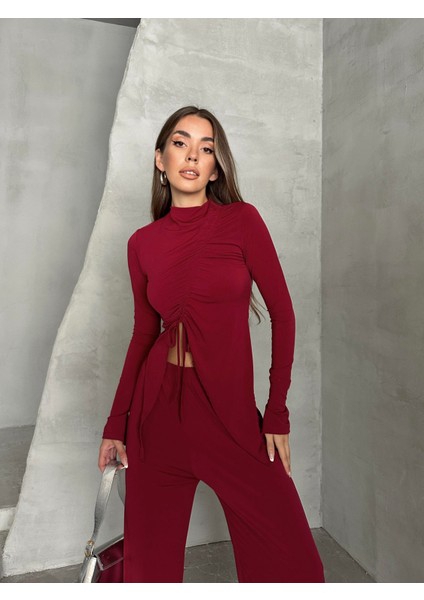 Büzgü Detay Modal Takım Bordo fırsatları