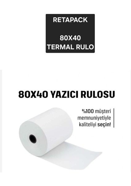 80X40 Termal Yazıcı Kağıdı – Fiş Rulosu (Yüksek Kalite) 100 Adet Rulo - 10 Paket modelleri