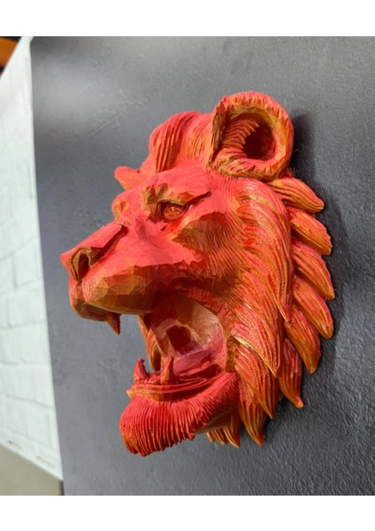 Gold Kırmızı Aslan Duvar Dekoru Asılabilir Hediyelik 3D Heykel 20X21 cm fırsatları