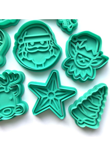 8'li Yılbaşı Lüks Kurabiye Kalıbı Seti | Noel Baba, Geyik, Elf, Çelenk | Kış Temalı Parti ve Hediye Fikri | Şeker Hamuru ve Kil Şekillendirici fırsatları