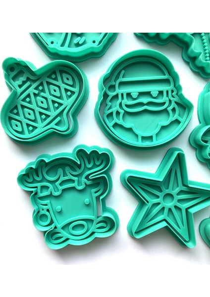 8'li Yılbaşı Lüks Kurabiye Kalıbı Seti | Noel Baba, Geyik, Elf, Çelenk | Kış Temalı Parti ve Hediye Fikri | Şeker Hamuru ve Kil Şekillendirici indirimleri