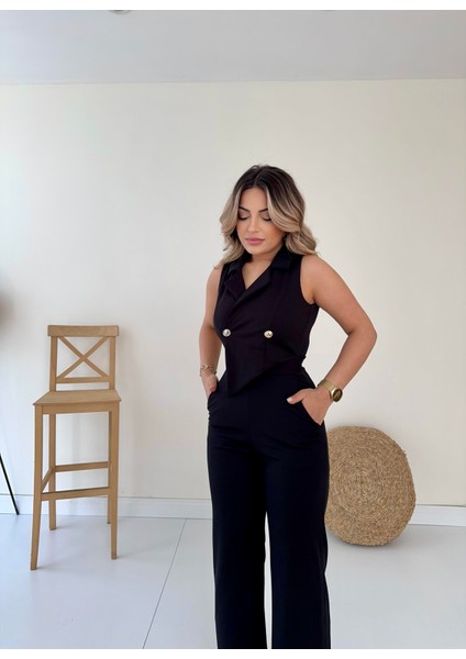 Kruvaze Tasarım Tulum Siyah