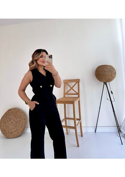 Kruvaze Tasarım Tulum Siyah