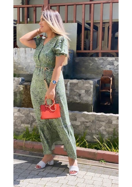 Akasya Viskon Elbise Yeşil indirimleri