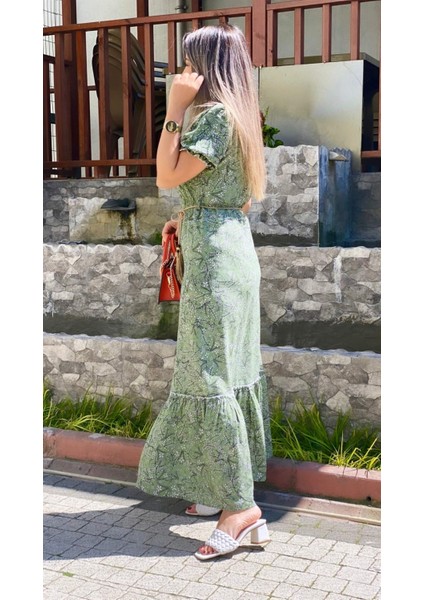 Akasya Viskon Elbise Yeşil