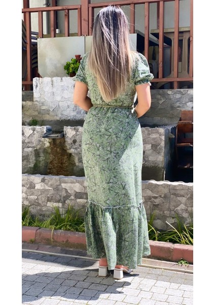 Akasya Viskon Elbise Yeşil