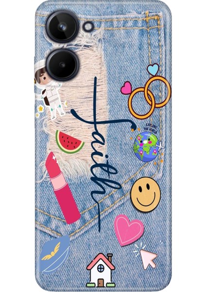 Realme 10 4g Kılıf Desenli Baskılı Tpu Rubber Kapak Jean