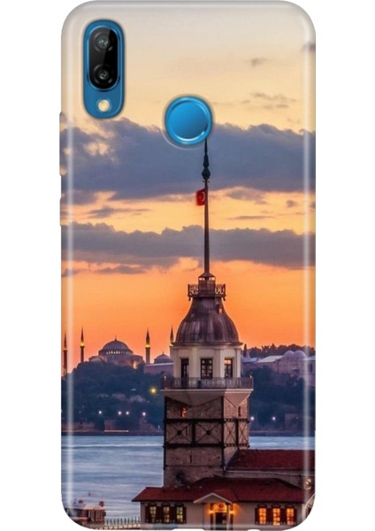 Huawei P20 Lite Kılıf Desenli Baskılı Tpu Rubber Kapak Kız Kulesi