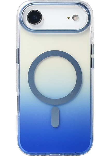 iPhone 17 Air Kılıf M-Safe Şarj Özellikli Transparan Renk Geçişli Vlmt Toros Kapak - Rose Pembe modelleri