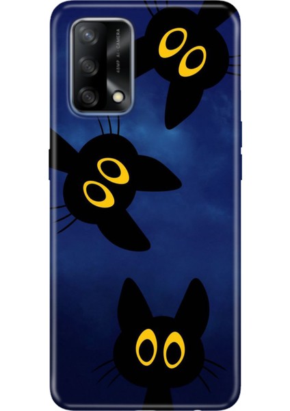Oppo A74 4g Kılıf Desenli Baskılı Tpu Rubber Kapak Karanlık Kedileri