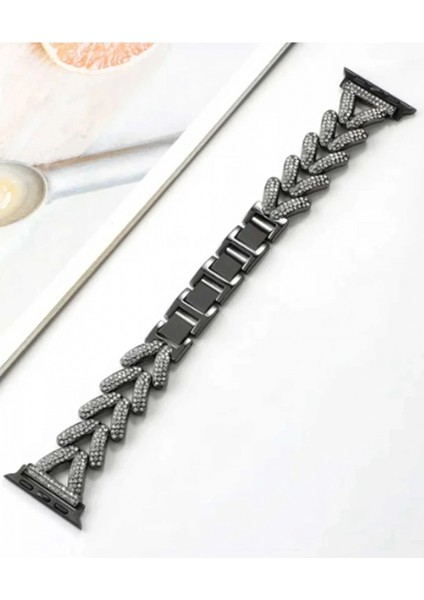 Apple Watch 38MM Node Taşlı Kordon - Siyah