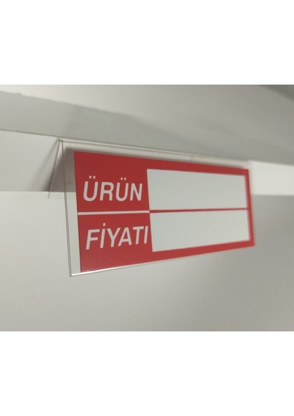 Raf Önü Kendinden Yapışkanlı Etiketlik, Pvc Raf Önü Açılı Plastik Etiketlik 50X100 mm - 50'li Paket fiyatları