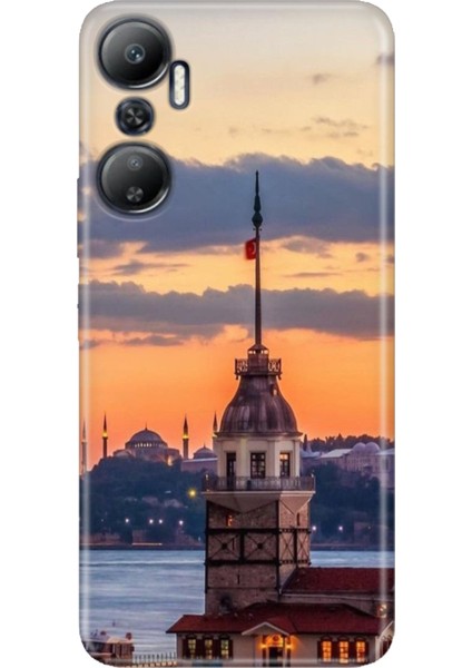 Infinix Hot 20 Kılıf Desenli Baskılı Tpu Rubber Kapak Kız Kulesi