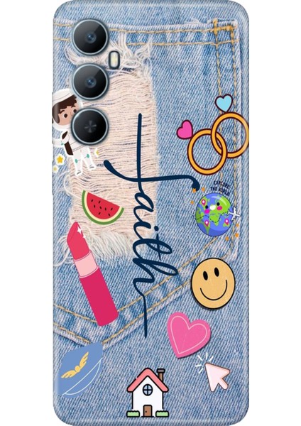 Realme C65 Kılıf Desenli Baskılı Tpu Rubber Kapak Jean