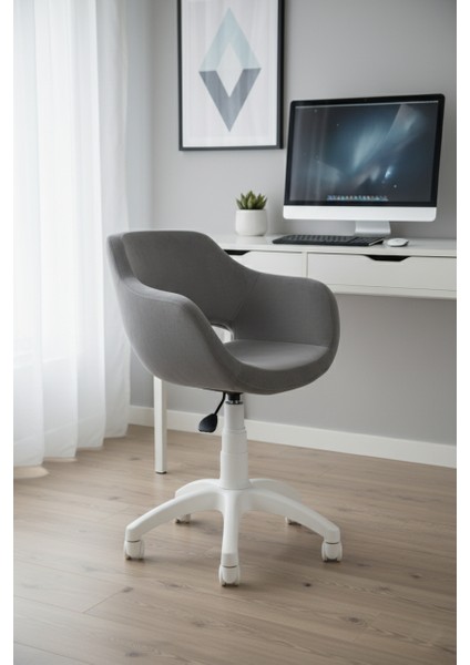 Monako Beyaz Ayaklı Çalışma Sandalyesi Çocuk Bilgisayar Sandalyesi (Ayarlanabilir)
