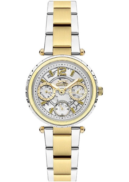 SL.09.2286.4.05 Kadın Kol Saati | 32 mm Çelik Kasa, Gümüş & Altın Renk, Takvimli Tasarım