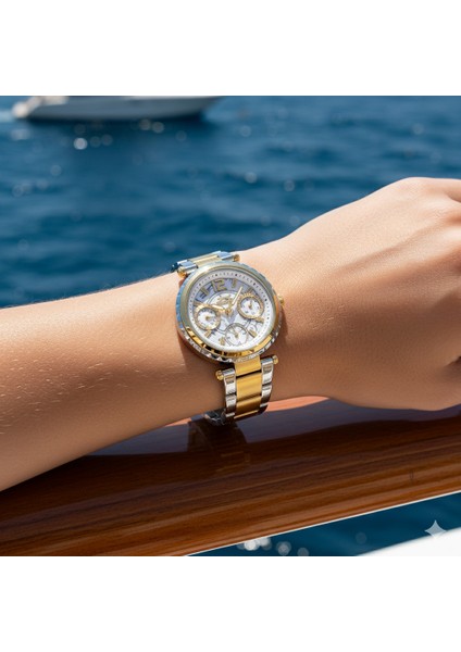 SL.09.2286.4.05 Kadın Kol Saati | 32 mm Çelik Kasa, Gümüş & Altın Renk, Takvimli Tasarım fiyatları