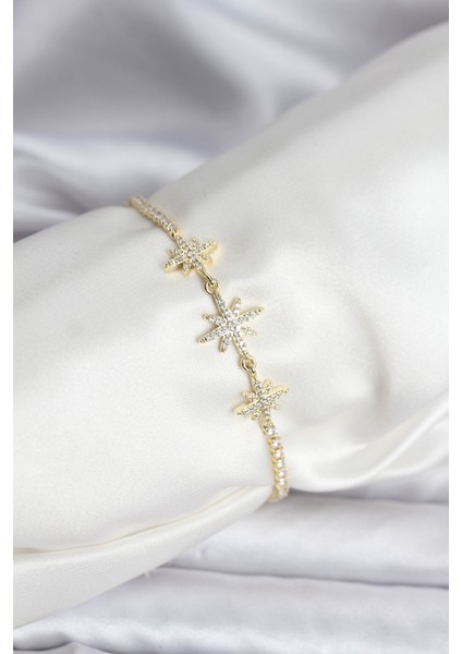 Kutup Yıldızı Zirkon Taşlı Su Yolu Kadın Bileklik (Gold Renk) fiyatları