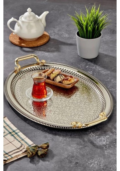 2'li Oval Model Lüx Paslanmaz Çelik Sunum Tepsisi modelleri