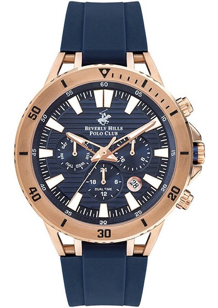 BP3411X.499 Erkek Kol Saati | 45 mm Çelik Kasa, Lacivert Silikon Kordon, 10 Atm Spor Kronograf