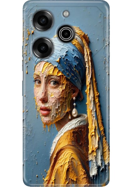 Tecno Pova 6 Pro Kılıf Desenli Baskılı Tpu Rubber Kapak Inci Küpeli