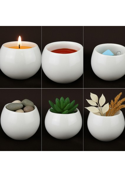 El Yapımı Seramik Çok Amaçlı Küre Form Kase – Saksı, Mumluk, Sunum ve Dekoratif Kullanım modelleri