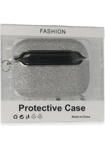 Airpods Pro (1.nesil) Spell Simli Kılıf - Gümüş