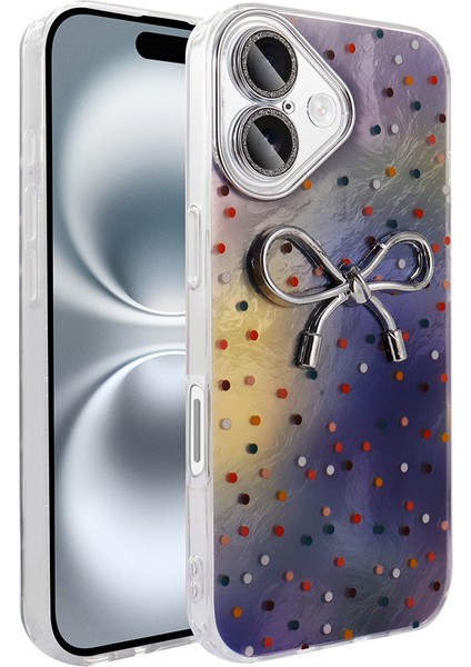 iPhone 16 Plus Kılıf Kamera Korumalı Figürlü Vlmt Ponti Silikon Kapak - Lila