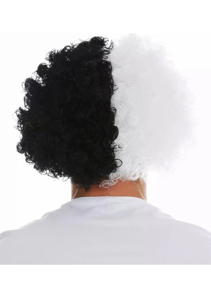 Siyah Beyaz Kıvırcık Afro Bonus Peruk Taraftar Bonus Saç fiyatları